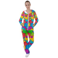 Abstract Cube Colorful  3d Square Pattern Women s Tracksuit
