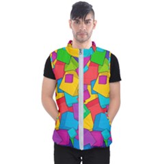 Abstract Cube Colorful  3d Square Pattern Men s Puffer Vest