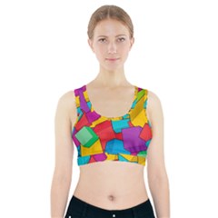 Abstract Cube Colorful  3d Square Pattern Sports Bra With Pocket