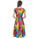 Abstract Cube Colorful  3d Square Pattern Cap Sleeve Wrap Front Dress View2