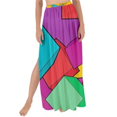 Abstract Cube Colorful  3d Square Pattern Maxi Chiffon Tie-up Sarong