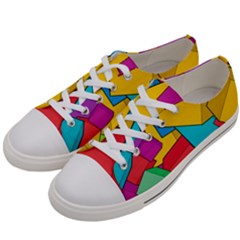 Abstract Cube Colorful  3d Square Pattern Men s Low Top Canvas Sneakers