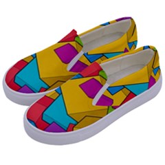 Abstract Cube Colorful  3d Square Pattern Kids  Canvas Slip Ons