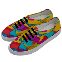 Abstract Cube Colorful  3d Square Pattern Men s Classic Low Top Sneakers