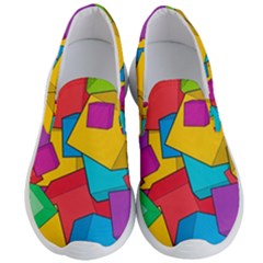 Abstract Cube Colorful  3d Square Pattern Men s Lightweight Slip Ons