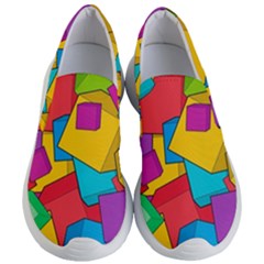 Abstract Cube Colorful  3d Square Pattern Women s Lightweight Slip Ons