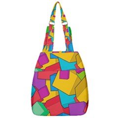 Abstract Cube Colorful  3d Square Pattern Center Zip Backpack