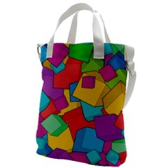 Abstract Cube Colorful  3d Square Pattern Canvas Messenger Bag