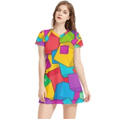 Abstract Cube Colorful  3d Square Pattern Women s Sports Skirt
