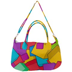 Abstract Cube Colorful  3d Square Pattern Removable Strap Handbag