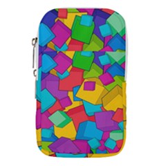 Abstract Cube Colorful  3d Square Pattern Waist Pouch (Large)