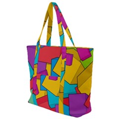 Abstract Cube Colorful  3d Square Pattern Zip Up Canvas Bag