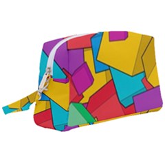 Abstract Cube Colorful  3d Square Pattern Wristlet Pouch Bag (Large)