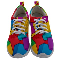 Abstract Cube Colorful  3d Square Pattern Mens Athletic Shoes