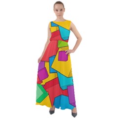 Abstract Cube Colorful  3d Square Pattern Chiffon Mesh Boho Maxi Dress