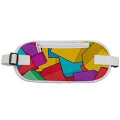 Abstract Cube Colorful  3d Square Pattern Rounded Waist Pouch