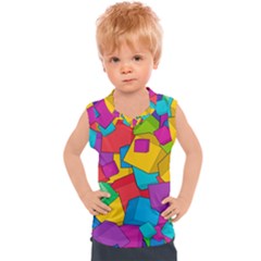 Abstract Cube Colorful  3d Square Pattern Kids  Sport Tank Top