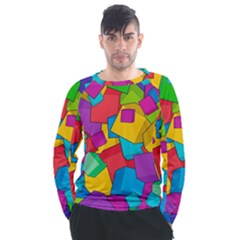 Abstract Cube Colorful  3d Square Pattern Men s Long Sleeve Raglan T-Shirt