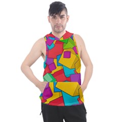 Abstract Cube Colorful  3d Square Pattern Men s Sleeveless Hoodie