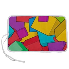 Abstract Cube Colorful  3d Square Pattern Pen Storage Case (M)
