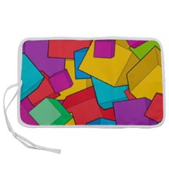 Abstract Cube Colorful  3d Square Pattern Pen Storage Case (L)