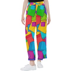 Abstract Cube Colorful  3d Square Pattern Women s Pants 