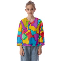 Abstract Cube Colorful  3d Square Pattern Kids  Sailor Shirt