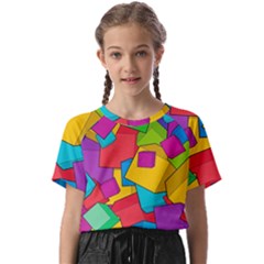 Abstract Cube Colorful  3d Square Pattern Kids  Basic T-Shirt