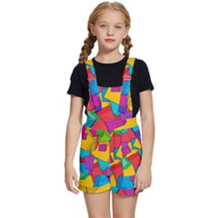 Abstract Cube Colorful  3d Square Pattern Kids  Short Overalls