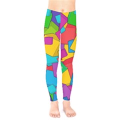 Abstract Cube Colorful  3d Square Pattern Kids  Classic Winter Leggings
