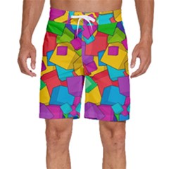 Abstract Cube Colorful  3d Square Pattern Men s Beach Shorts