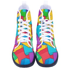 Abstract Cube Colorful  3d Square Pattern Women s High-Top Canvas Sneakers