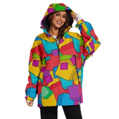 Abstract Cube Colorful  3d Square Pattern Women s Ski And Snowboard Waterproof Breathable Jacket by Cemarart
