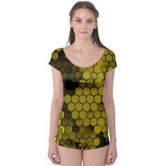 Yellow Hexagons 3d Art Honeycomb Hexagon Pattern Boyleg Leotard 