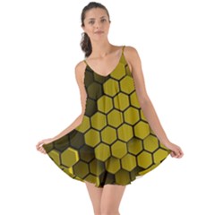 Yellow Hexagons 3d Art Honeycomb Hexagon Pattern Love The Sun Cover Up