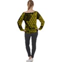 Yellow Hexagons 3d Art Honeycomb Hexagon Pattern Off Shoulder Long Sleeve Velour Top View2