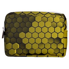 Yellow Hexagons 3d Art Honeycomb Hexagon Pattern Make Up Pouch (medium)