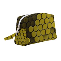 Yellow Hexagons 3d Art Honeycomb Hexagon Pattern Wristlet Pouch Bag (medium)