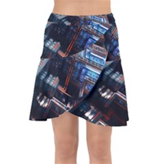 Fractal Cube 3d Art Nightmare Abstract Wrap Front Skirt by Cemarart