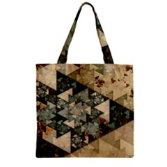 Triangle Geometry Colorful Fractal Pattern Zipper Grocery Tote Bag by Cemarart