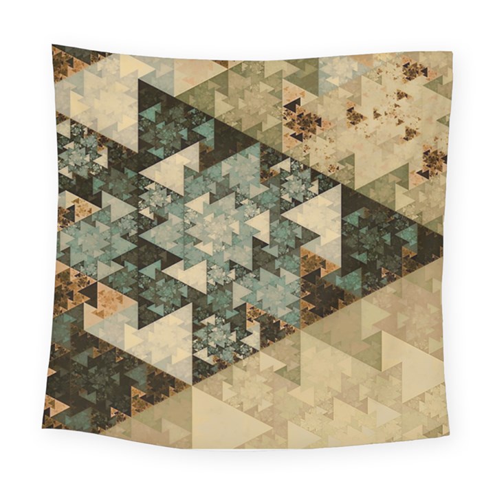 Triangle Geometry Colorful Fractal Pattern Square Tapestry (Large)