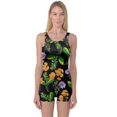 Flowers Pattern Art Floral Texture One Piece Boyleg Swimsuit