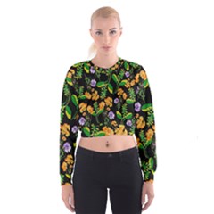 Flowers Pattern Art Floral Texture Cropped Sweatshirt