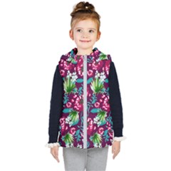 Flowers Pattern Art Texture Floral Kids  Hooded Puffer Vest by Cemarart