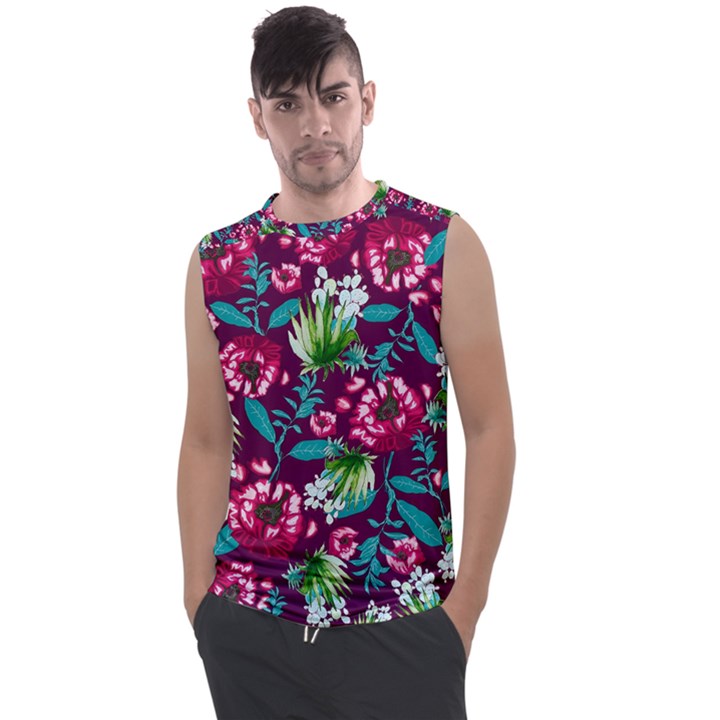 Flowers Pattern Art Texture Floral Men s Regular Tank Top