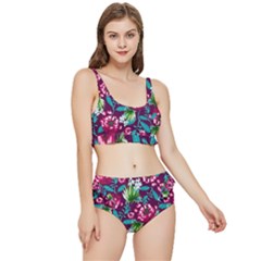 Flowers Pattern Art Texture Floral Frilly Bikini Set