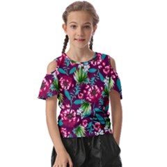 Flowers Pattern Art Texture Floral Kids  Butterfly Cutout T-shirt