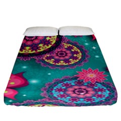 Floral Pattern Abstract Colorful Flow Oriental Spring Summer Fitted Sheet (king Size) by Cemarart