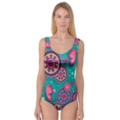 Floral Pattern Abstract Colorful Flow Oriental Spring Summer Princess Tank Leotard  by Cemarart