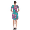 Floral Pattern Abstract Colorful Flow Oriental Spring Summer Short Sleeve V-neck Flare Dress View2